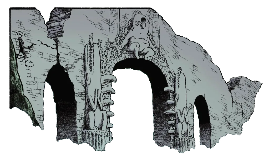 Illustration d'une facade en ruine inquiétante.