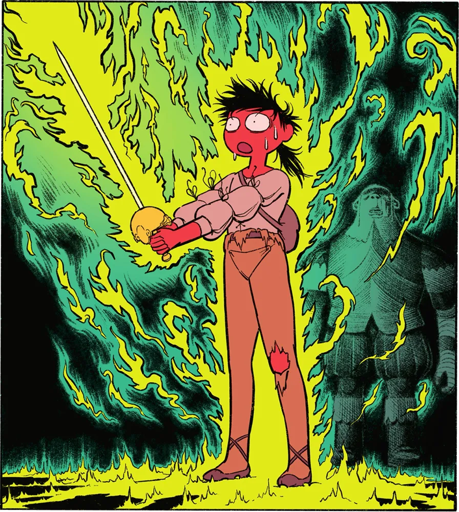 Illustration de Ysabelle qui utilise le pouvoir de l'épée.